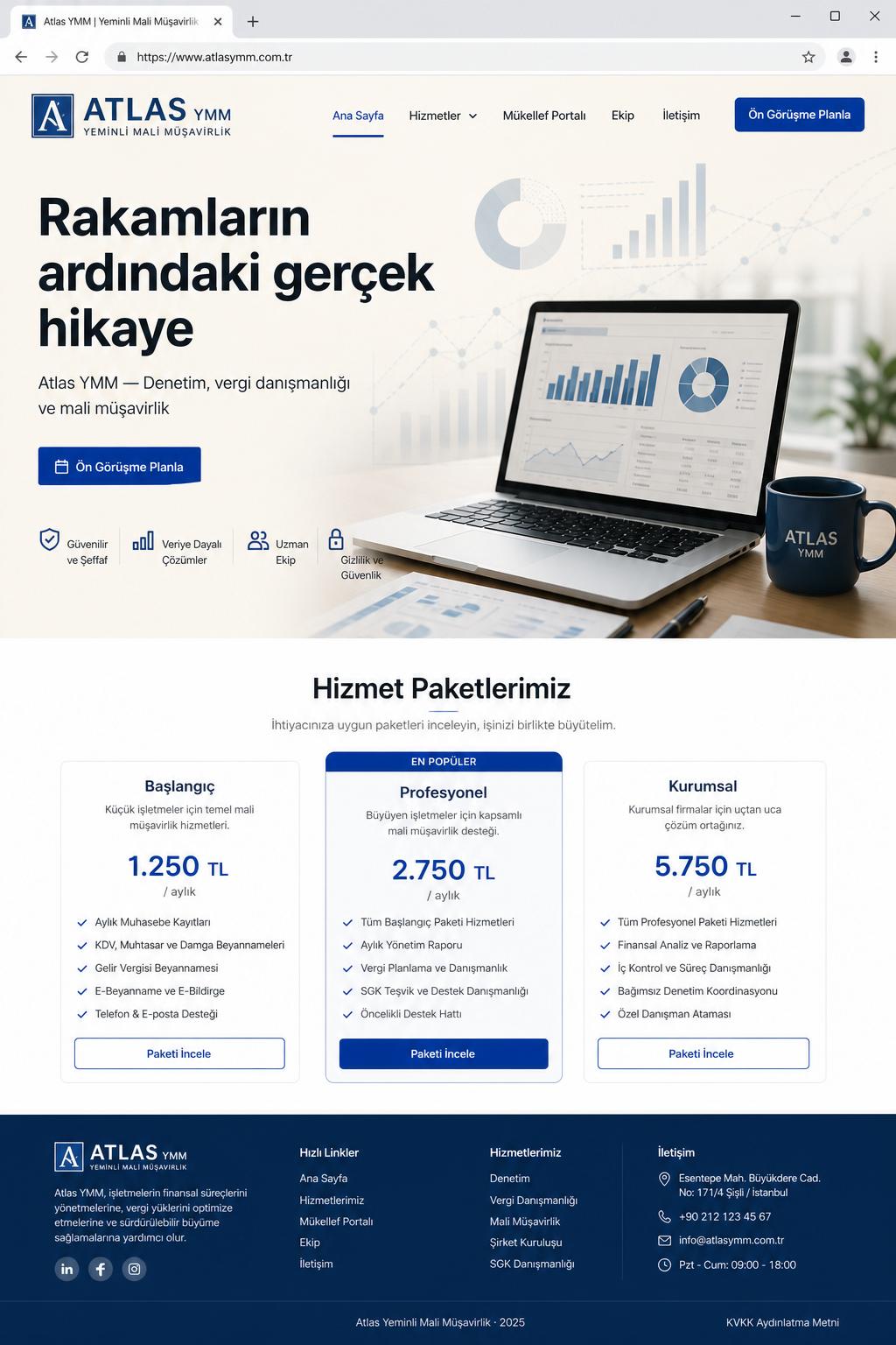 Finans & Mali Müşavirlik sektörü için tasarladığımız örnek web sitesi