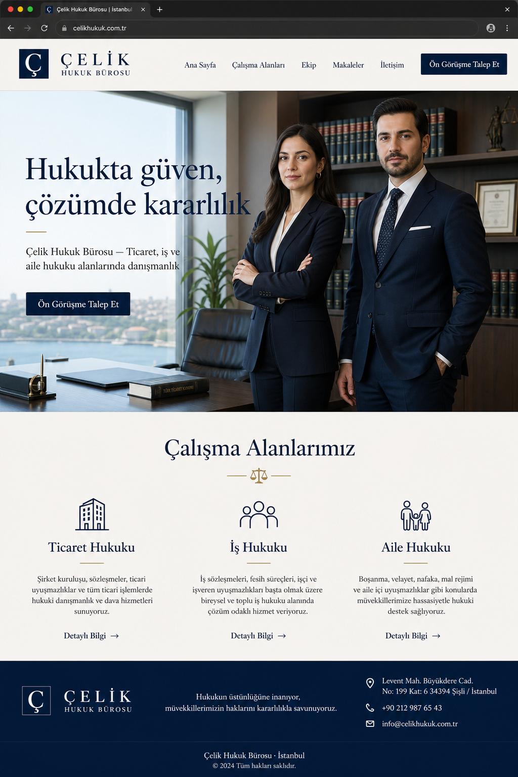 Hukuk & Danışmanlık sektörü için tasarladığımız örnek web sitesi